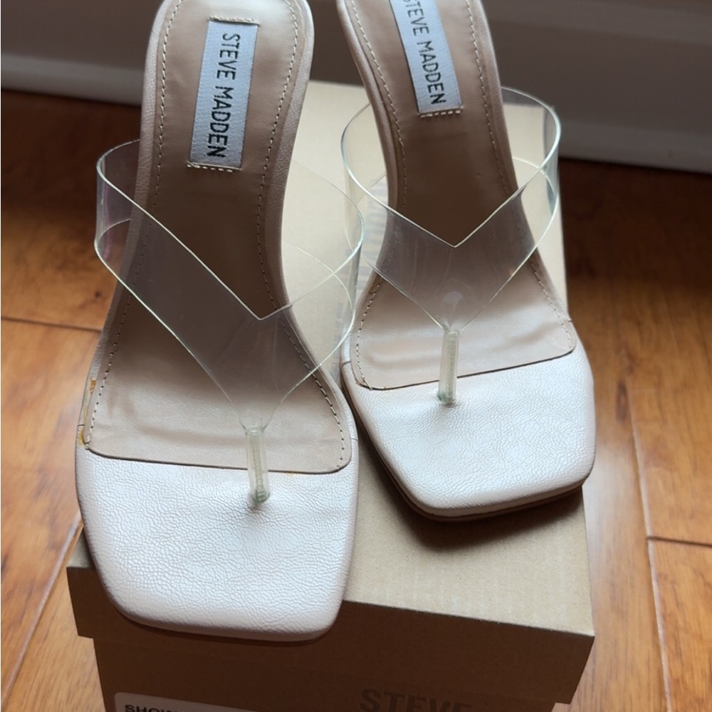 Steve Madden Cream and Clear Heels
